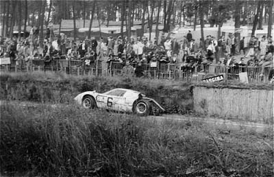 1967: Disaster for the Ford GT40 MK II 7 litre V8 driven by Jo Schlesser and Guy Ligier; © Derek Appleyard